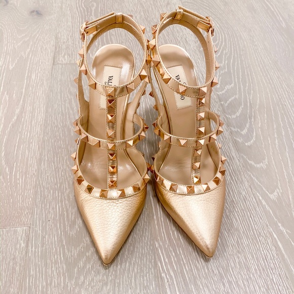 rose gold valentino shoes